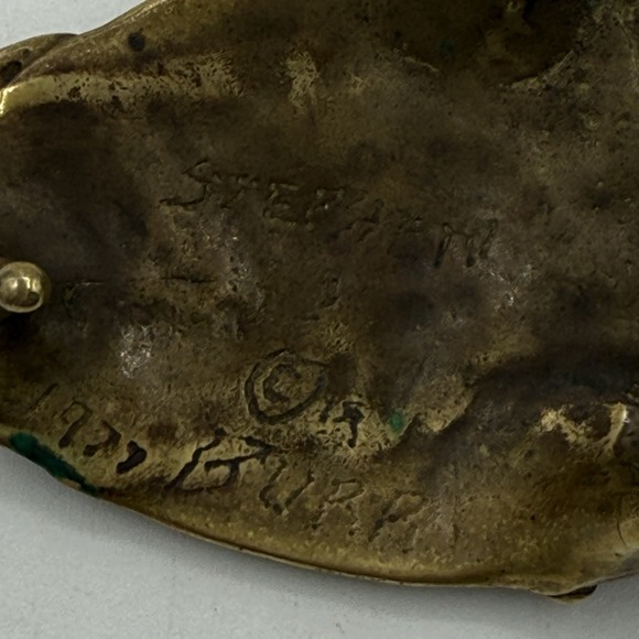 Stephen Burr Flowers Solid Brass MCM 70s Modern Signed/dated Vintage Belt Buckle - Picture 6 of 14